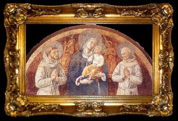 framed  GOZZOLI, Benozzo Madonna and Child between St Francis and St Bernardine of Siena dfg, ta009-2